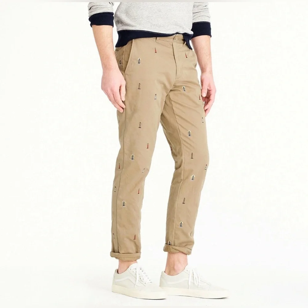 J.‎ Crew 770 Khaki Chinos with Embroidered Lighthouses Size:33/30